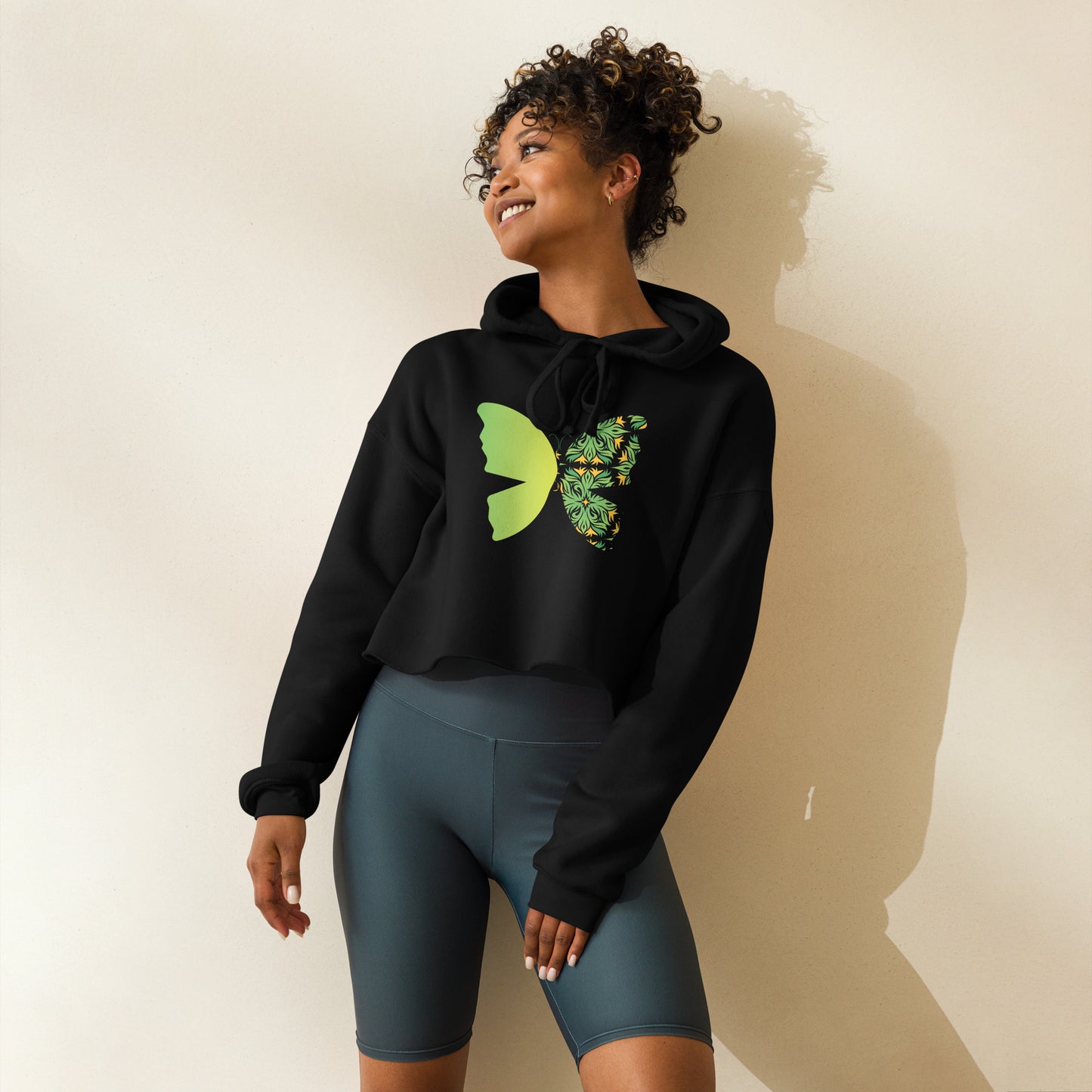 Crop Color Butterfly  Hoodie