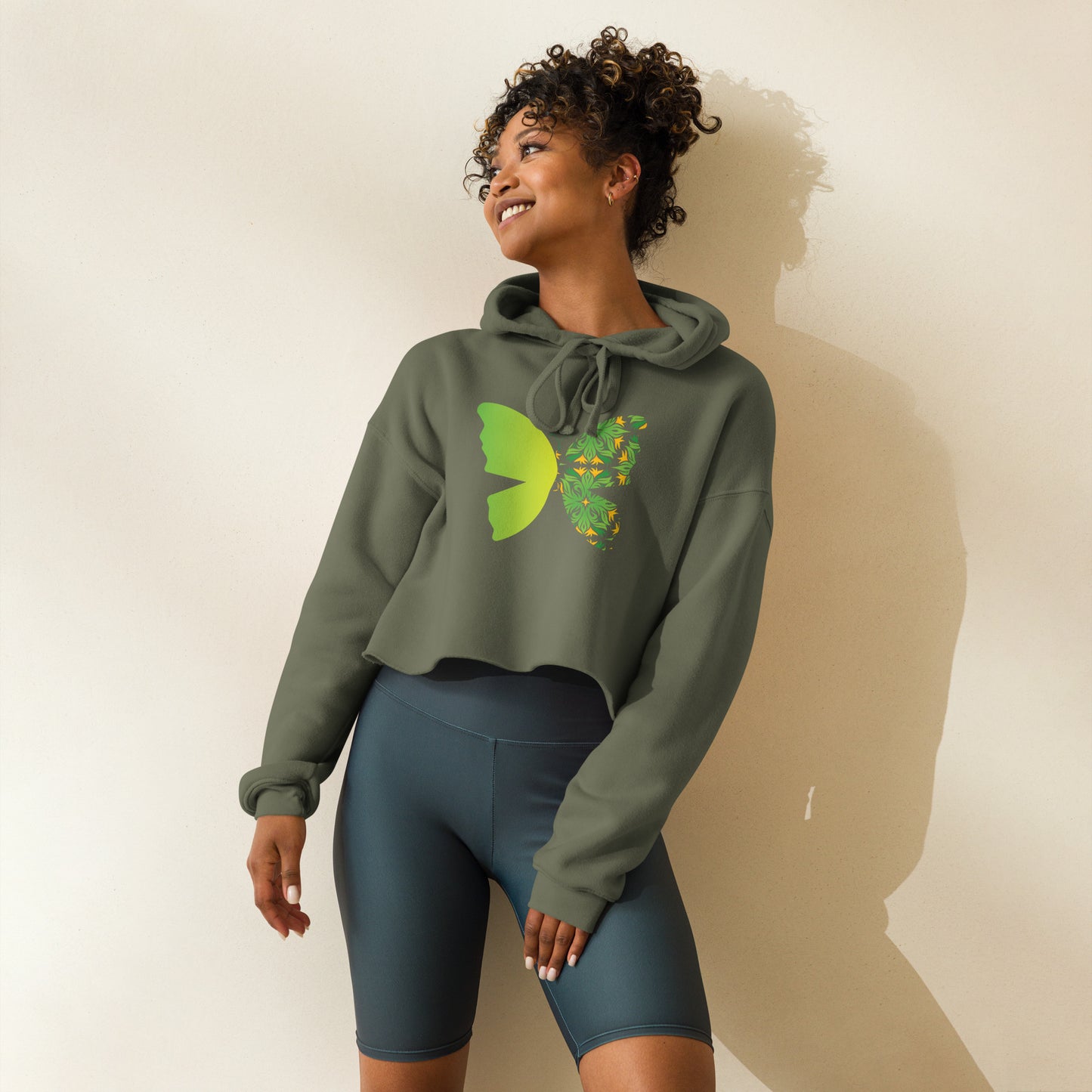 Crop Color Butterfly  Hoodie