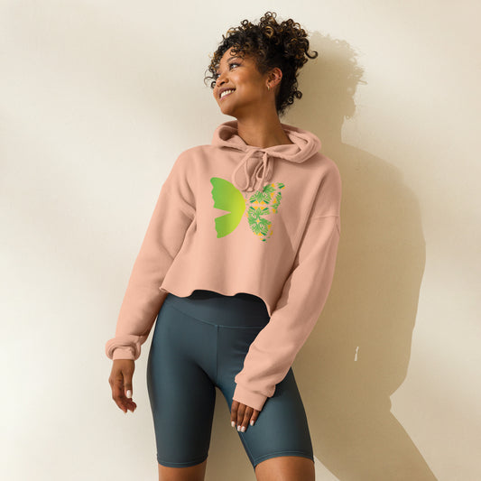 Crop Color Butterfly  Hoodie