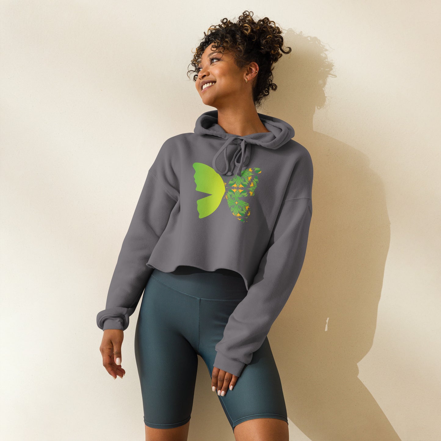 Crop Color Butterfly  Hoodie